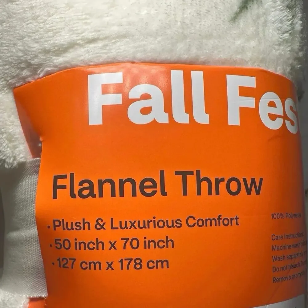 Fall Pumpkin Harvest Plush Fleece Throw Decor Holiday Comfy Blanket 50x70 Autumn